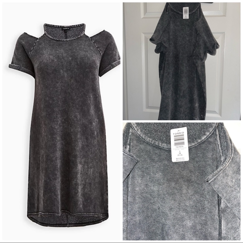 Torrid Charcoal Fleece Cozy Fleece Cold Shoulder Dress